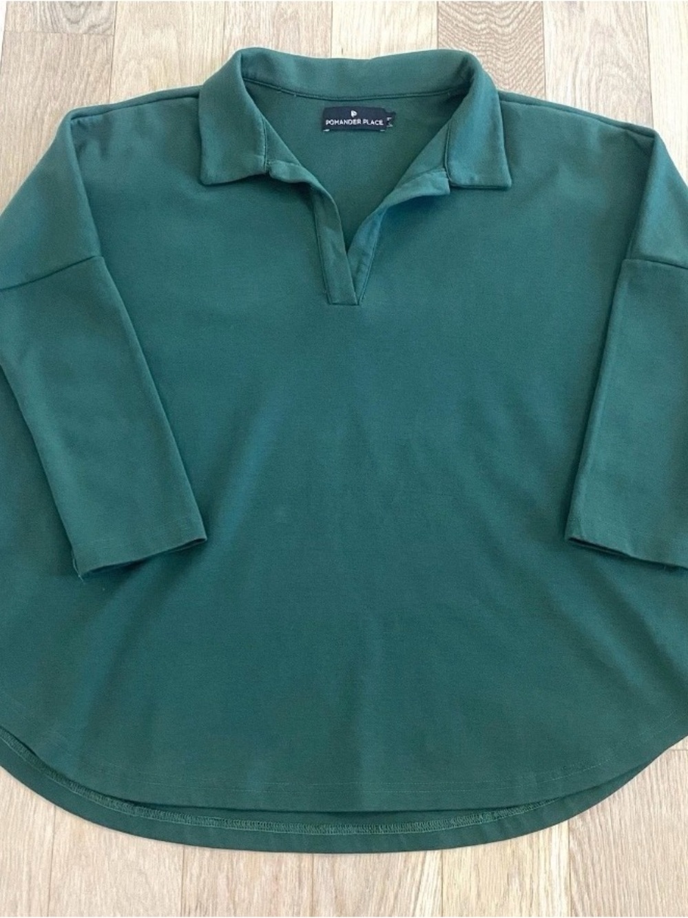 Pomander Place & Tuckernuck Easy Polo Swing Sweatshirt | Jaguar Green | XS - S - Picture 11 of 12